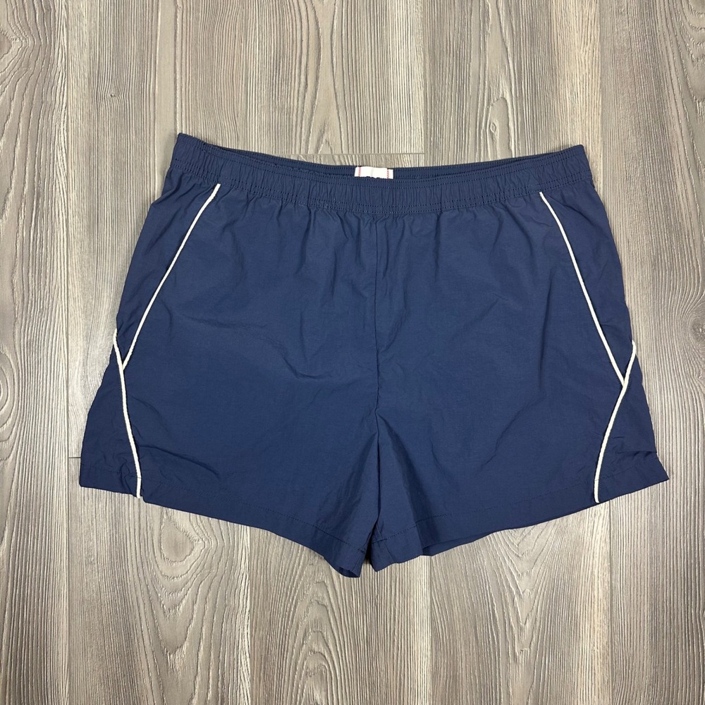 BDG Navy Nylon Athletic Shorts with White Piping Detail - SIZE XL Athleisure